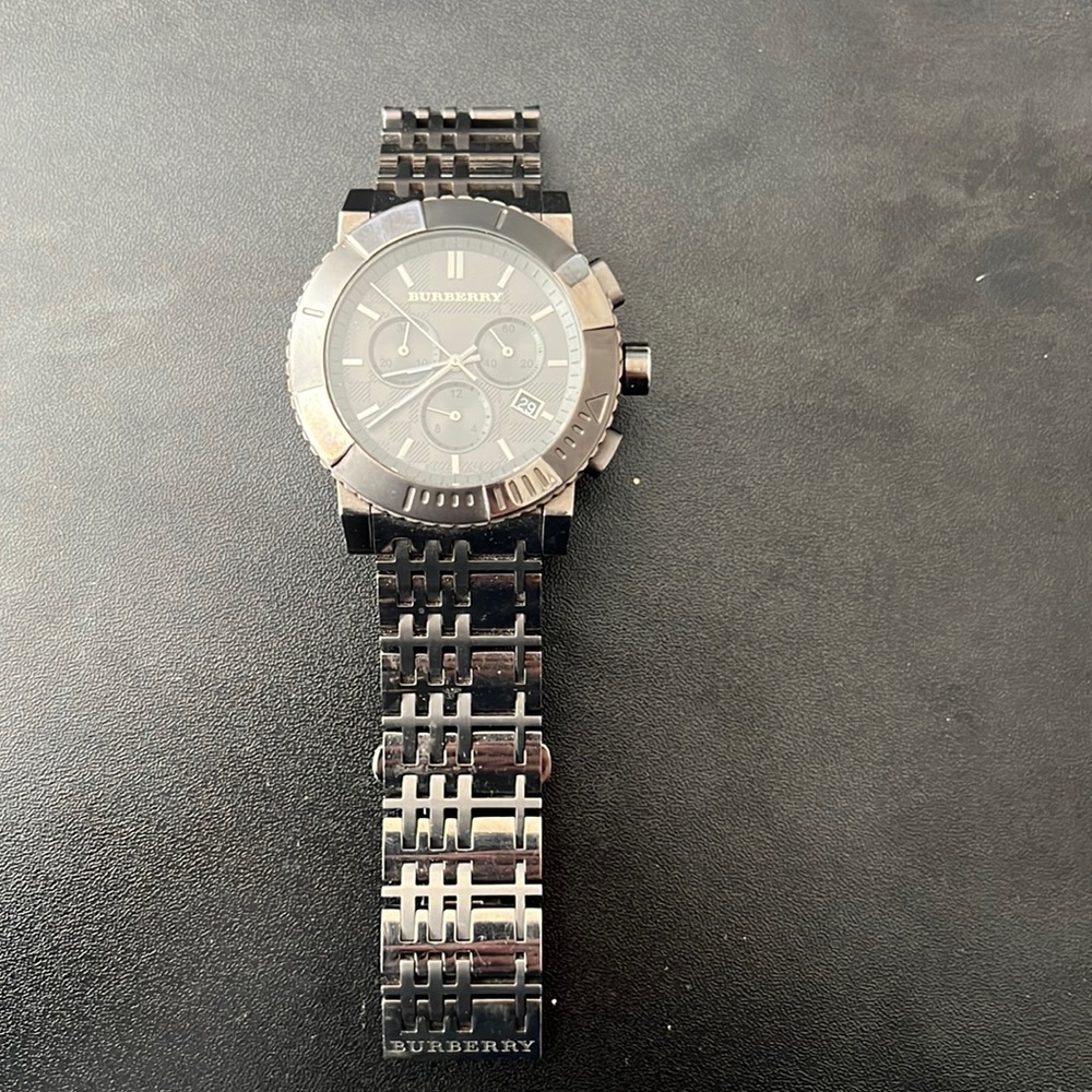 COPY - Burberry trench chronograph dark grey nickel ion-plated watch BU2305